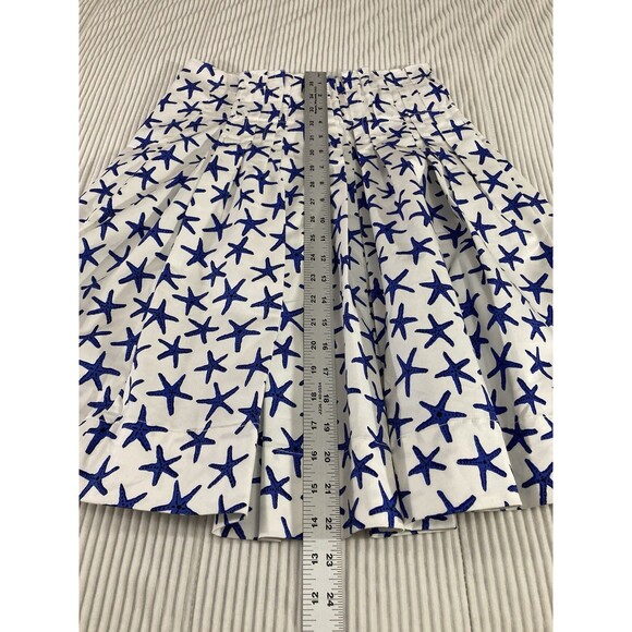 Kate Spade Broome Street Skirt 4 Blue White Starfish Print Mini Preppy Chic - Picture 7 of 7